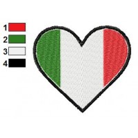 Italy Heart Flag Embroidery Design